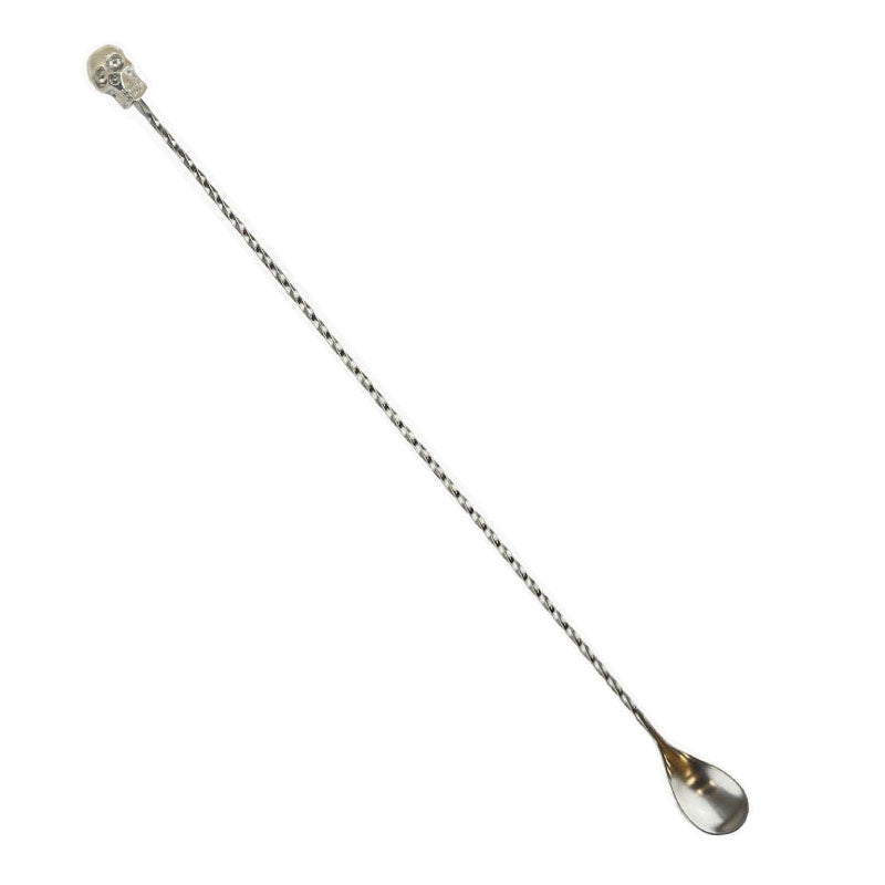 BarConic® 40cm Stainless Steel Skull Bar Spoon - Professional Mixology Tool for Cocktails, Mocktails & Home Bartending
