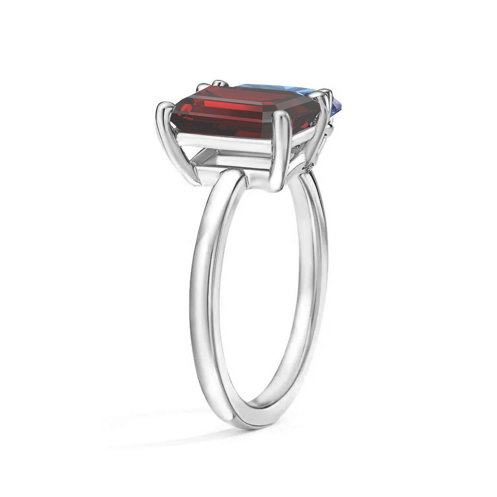 Personalized Garnet Birthstone Ring for Couples - Custom Toi et Moi Anniversary Ring for Her - Romantic Gift for Valentine's Day, Engagement or Wedding Anniversary (Perfect for February Birthdays)