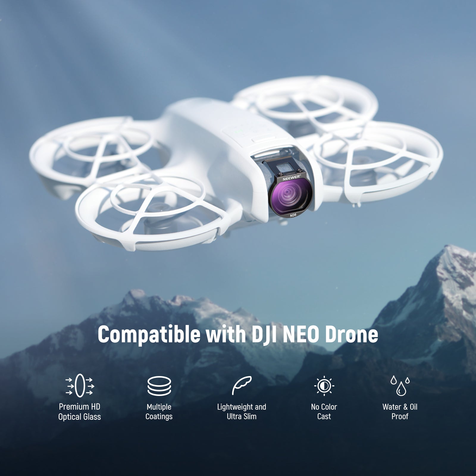 NEEWER FL N30 6-Pack ND8/ND16/ND32/ND64/ND128/CPL Filter Kit for DJI NEO Drone - Perfect for Aerial Photography, Videography & Cinematic Shots