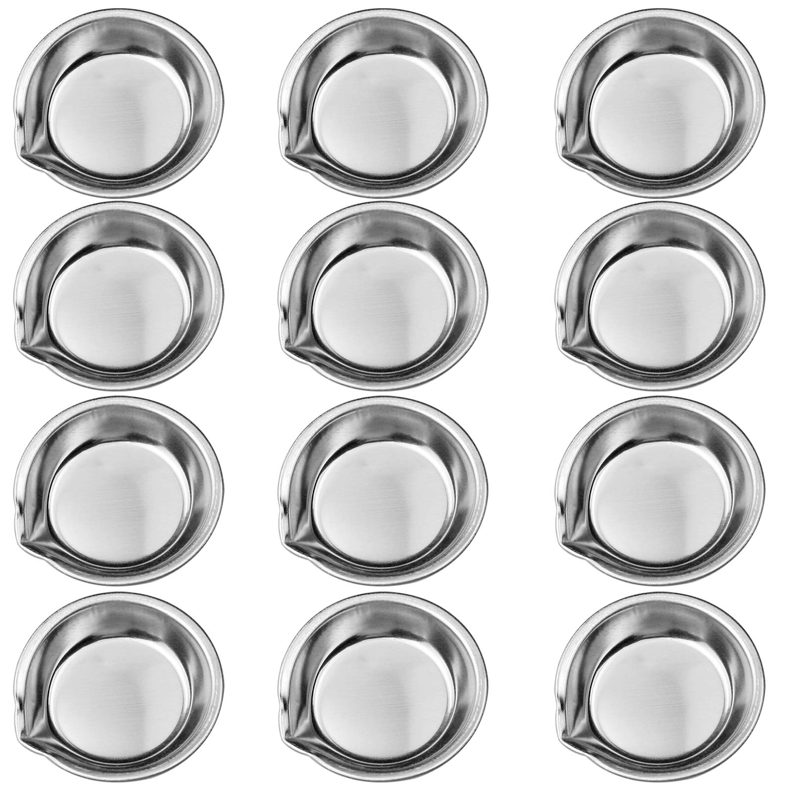 Milaosk 12pcs Stainless Steel Makeup Palette for Oil Acrylic Watercolor Painting (5x5x1.5cm) - Artist & Beauty Use