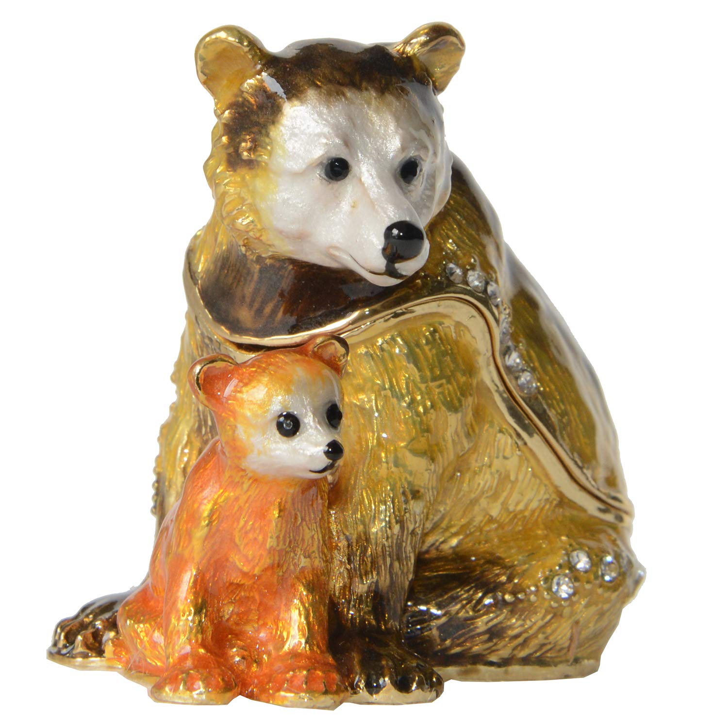 Hand-Painted Bear Trinket Box - Hinged Lid Jewelry Storage Organizer for Rings & Earrings - Decorative Animal Figurine Collectible Gift for Home Decor & Cabin Aesthetic
