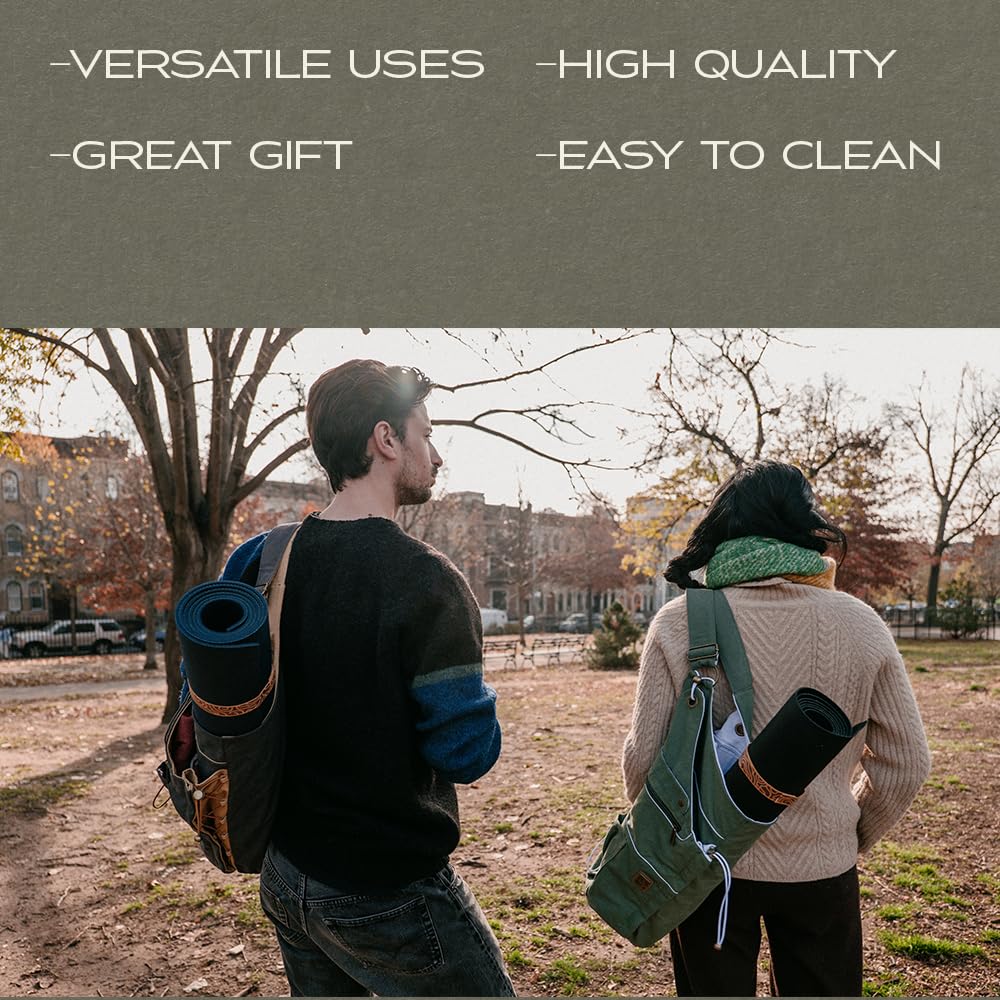 Premium Large Yoga Mat Bag - Durable Canvas Yoga Carrier with Pockets for Accessories, Adjustable Backpack Strap - Perfect for Yoga, Pilates, Gym & Travel