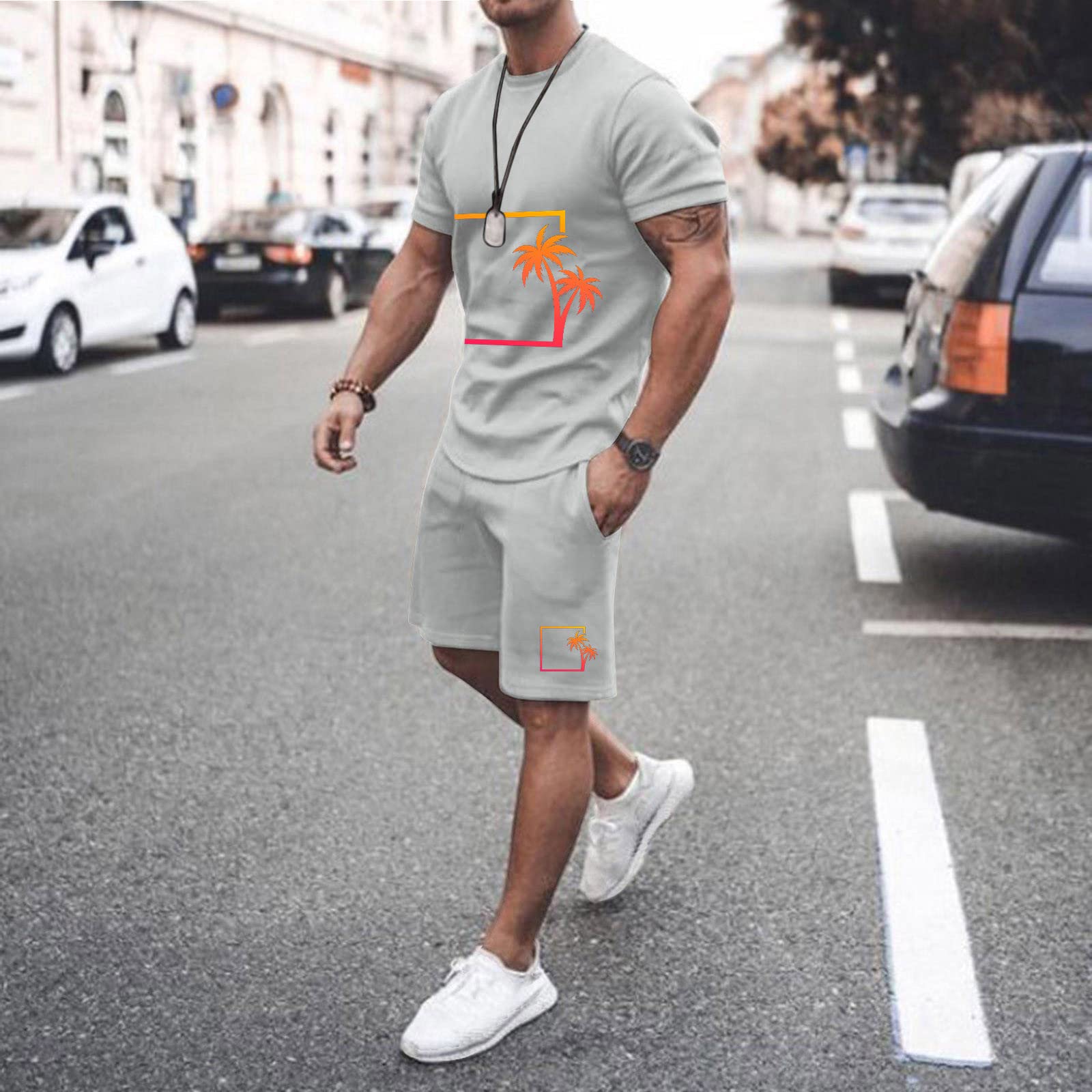 **Men's Quick Dry Lightweight Yoga Outfit Set – Summer Short Sleeve T-Shirt & Athletic Shorts for Workout, Running & Casual Wear**    *(Perfect for Yoga, Gym, Jogging & Outdoor Activities)*