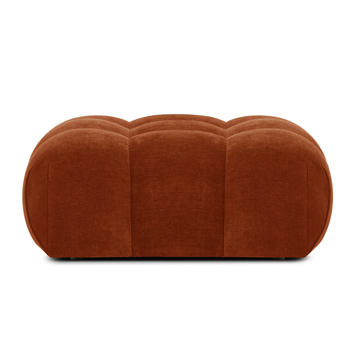 Bowie Textured Velvet Ottoman Stool - Soft Round Footrest Pouf for Living Room, Bedroom & Nursery - Plush Velvet Upholstered Accent Seat with Sturdy Wooden Legs