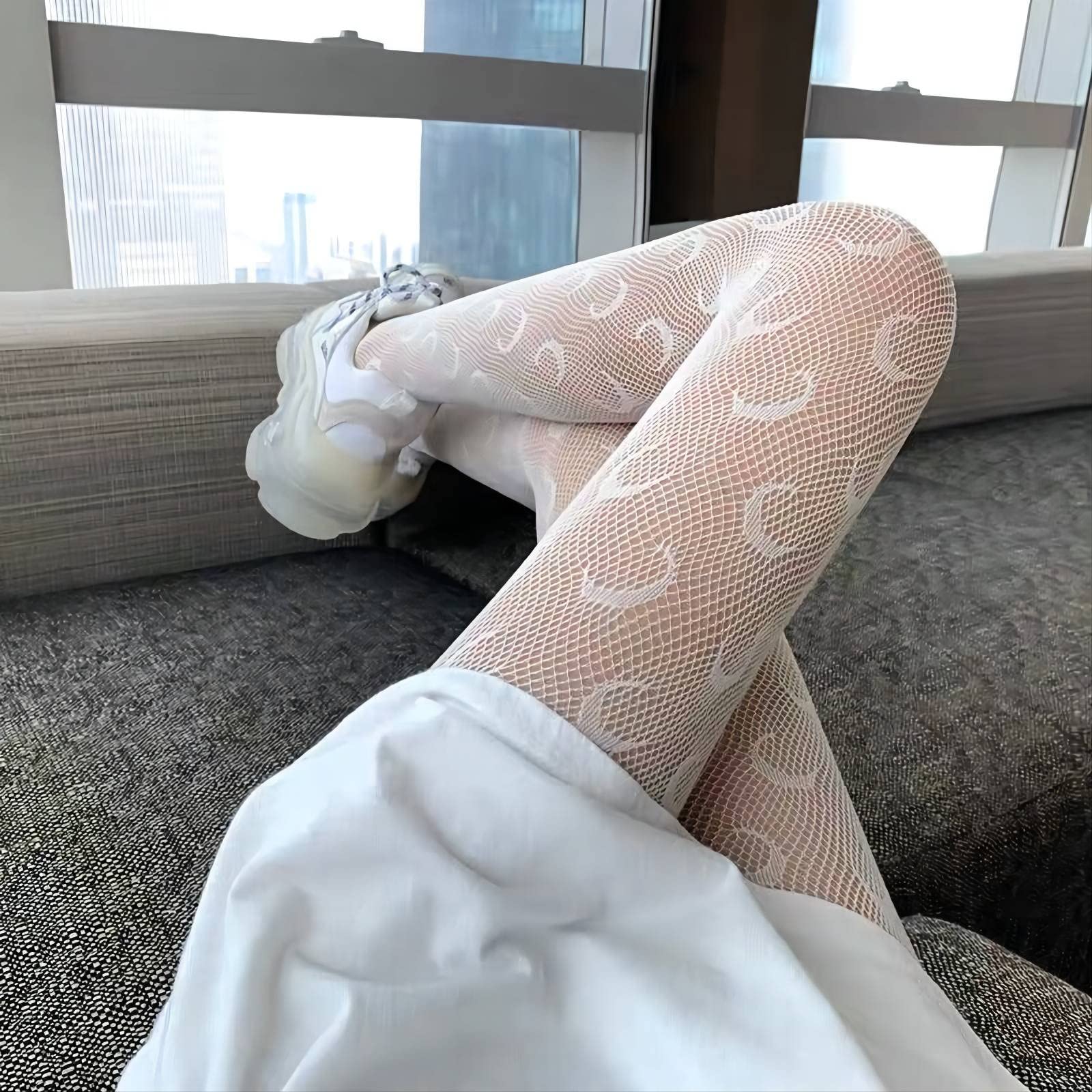 SERAPHY 2 Pairs Women's Lace Fishnet Tights - Floral Patterned Stockings, Black & White Pantyhose for Sexy Outfits | Perfect for Date Night, Halloween Costumes & Fashion Leggings