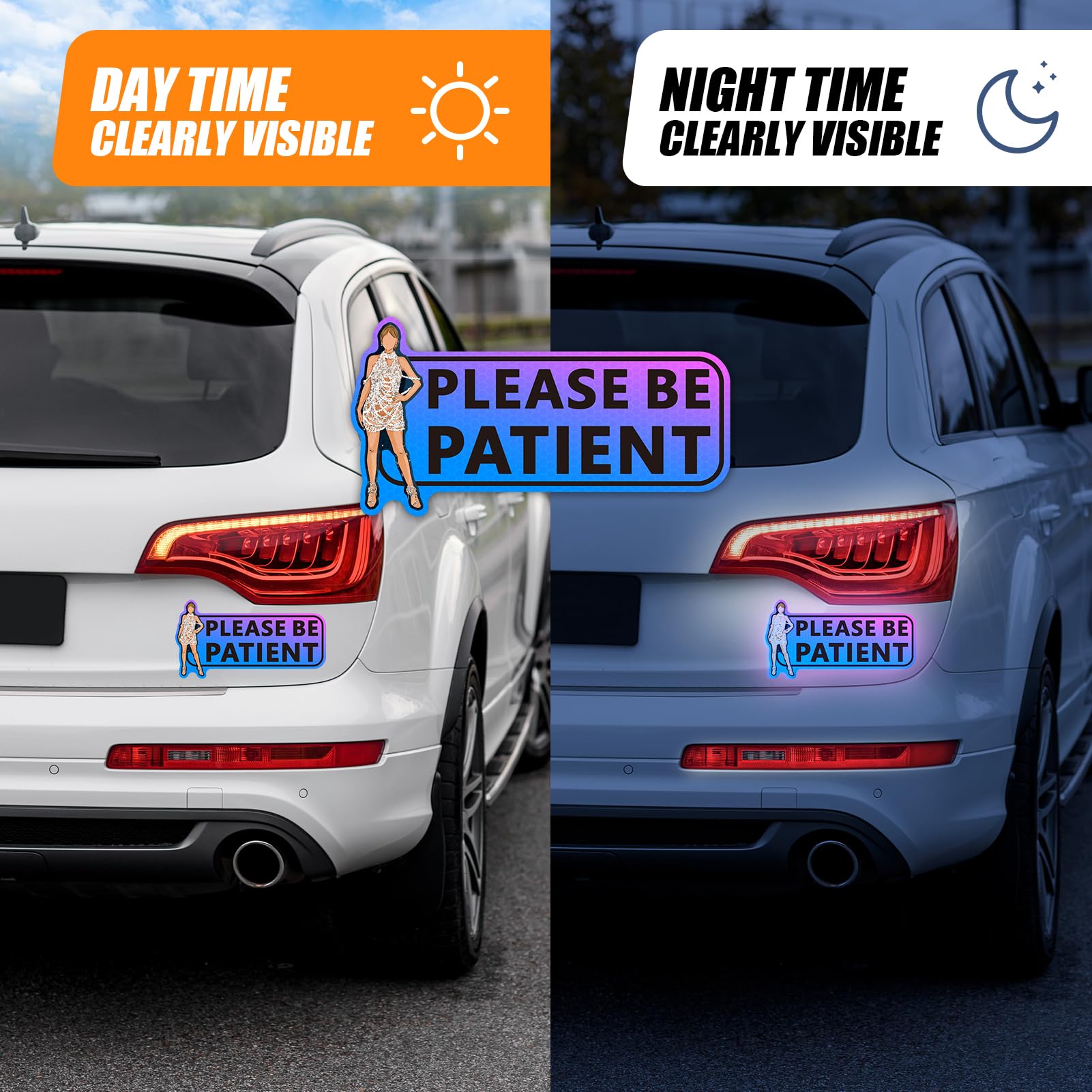 3 Pack Reflective Student Driver Magnets for Cars - 9 Inch Reusable Bumper Stickers with Strong Adhesive - Perfect for New Drivers, Teen Drivers & Learner Permit Holders - Great for School Parking Lots & Driving Practice