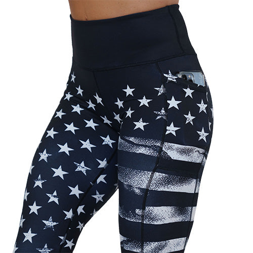 Stars & Stripes Leggings - Patriotic American Flag Yoga Pants for Women - Perfect for 4th of July, Workouts & Casual Wear
