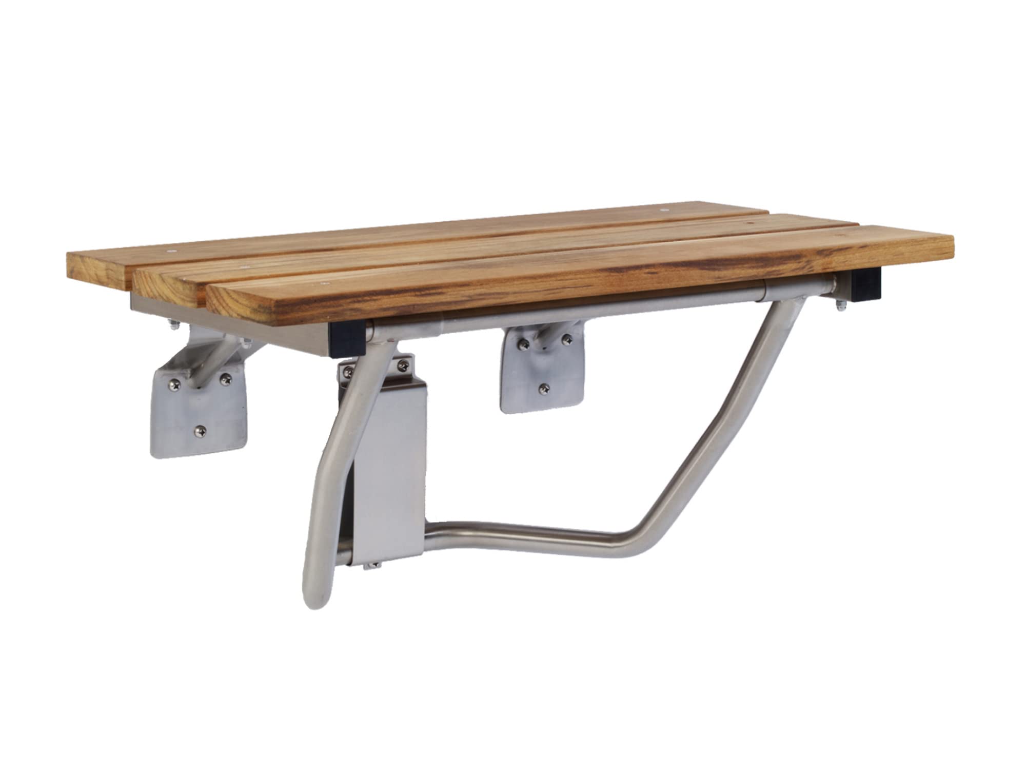 Folding Shower Chair with Teak Wood Seat & Stainless Steel Frame - 400 lbs Weight Capacity, ADA Compliant Bath Seat for Elderly & Disabled - Non-Slip Bathroom Safety Stool for Seniors & Shower Benches for Adults (Natural Teak, SEAT-TK) - Perfect for Bathroom Safety, Assisted Living & Spa Relaxation