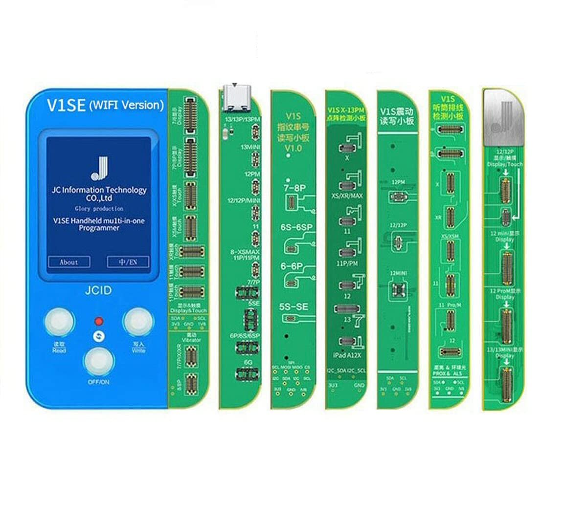 FoneFunShop JC ID V1SE Wi-Fi Smartphone Repair Tool - ID Read & Write Programmer with 7 PCB Boards for iPhone, Samsung, Huawei Device Repairs | Perfect for Cell Phone Repair Shops & Technicians