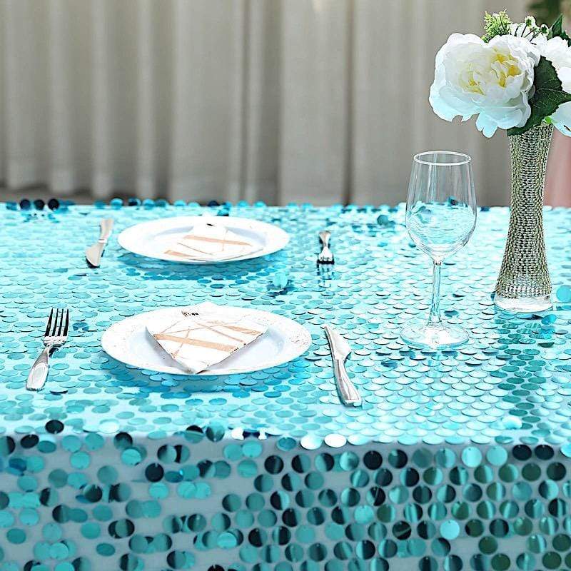 90x132 Inch Large Payette Sequin Rectangular Tablecloth - Glamorous Dining Table Cover for Weddings, Parties & Holiday Decorations