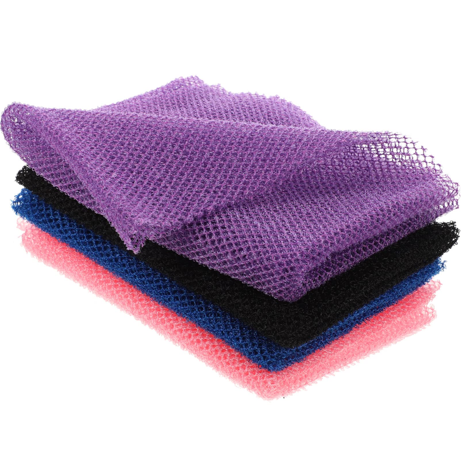 Beavorty 4Pcs Exfoliating Body Scrub Washcloth - Korean Nylon Bath Towel & Loofah Sponge for Deep Cleansing & Skin Renewal | Perfect for Shower, Spa & Dry Brushing Routine