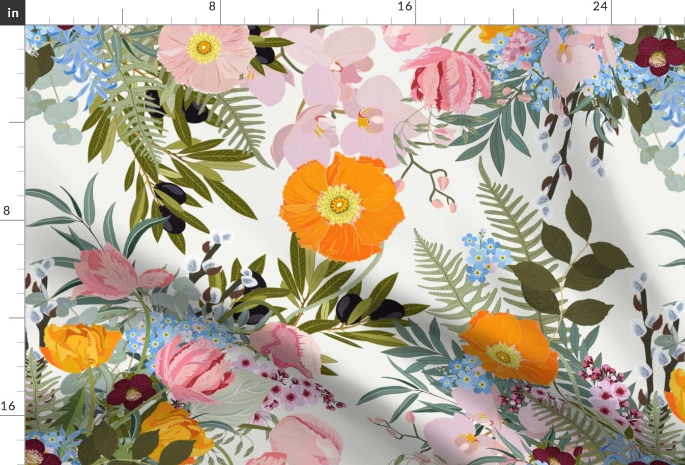 Morning Tulips Floral Yellow Poppy Printed Minky Fabric - Soft Fat Quarter for Sewing Baby Blankets, Quilt Backing & Plush Crafts - Perfect for Nursery Decor, DIY Projects & Summer Home Accents