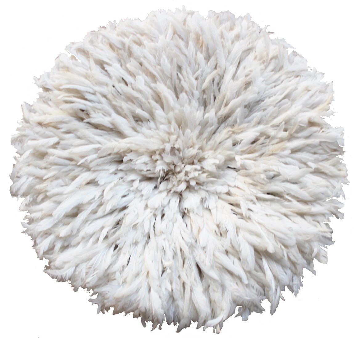 Juju Ceremonial Headdress - White Feather & Raffia Round Headdress, 30 Inch Diameter for Tribal Ceremonies, Home Decor, and Birthday Parties | Perfect for Cultural Events, Wall Decor, and Themed Celebrations