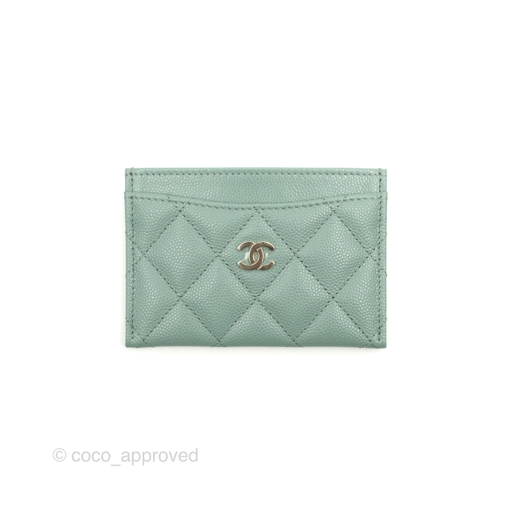 Chanel Classic Flat Card Holder in Tiffany Blue - Caviar Leather with Gold Hardware | Perfect for Everyday Use & Gift Giving