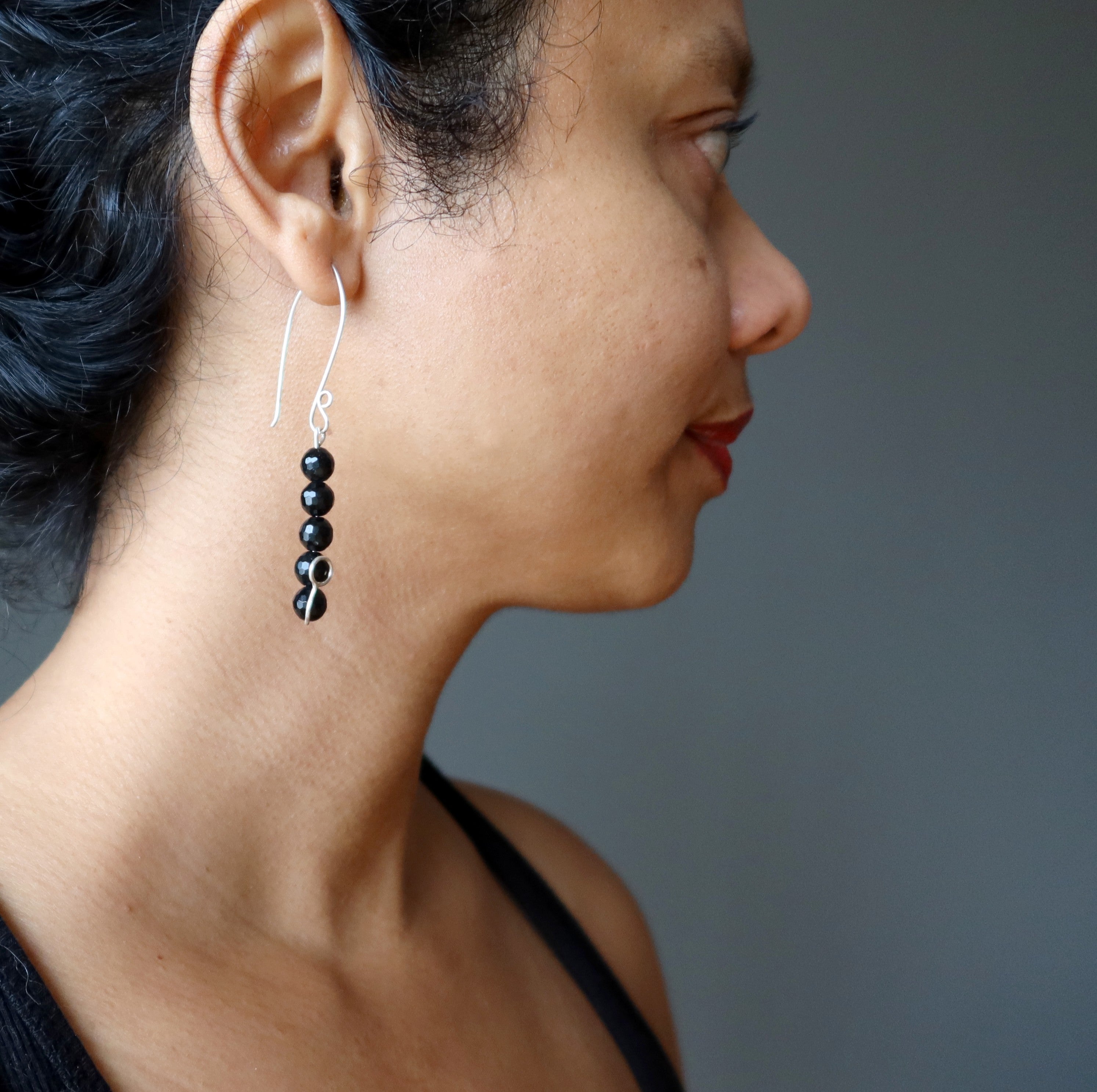 Black Tourmaline Earrings for Women - 925 Sterling Silver Dangle Earrings with Sparkling Crystals | Perfect for Everyday Wear, Gift Giving & Energy Protection Jewelry