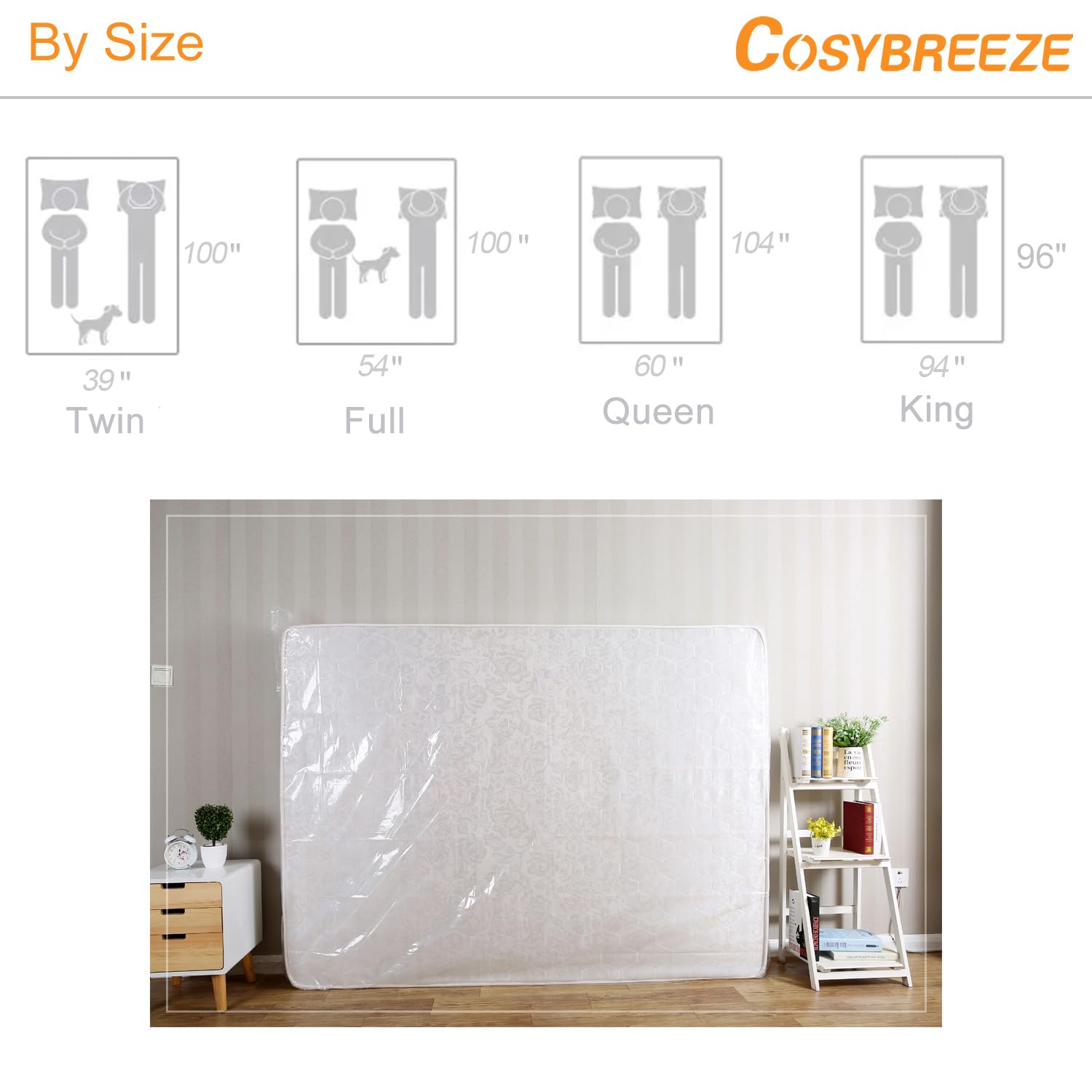 **Heavy Duty Waterproof Mattress Bag for Moving & Storage - 5 Mil Queen Size Mattress Cover (60