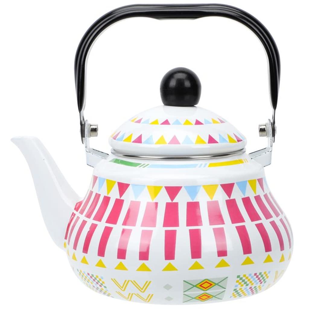 Vintage White Enamel Tea Kettle - Decorative Stovetop Water Boiler for Home & Kitchen - Perfect for Tea Lovers, Camping & Rustic Decor