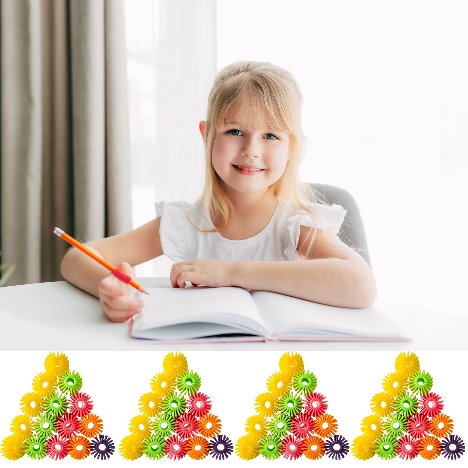 Colorful Squeeze Pencil Holder for Kids - 150 Pack, Handwriting Aid & Grip Trainer for School & Art