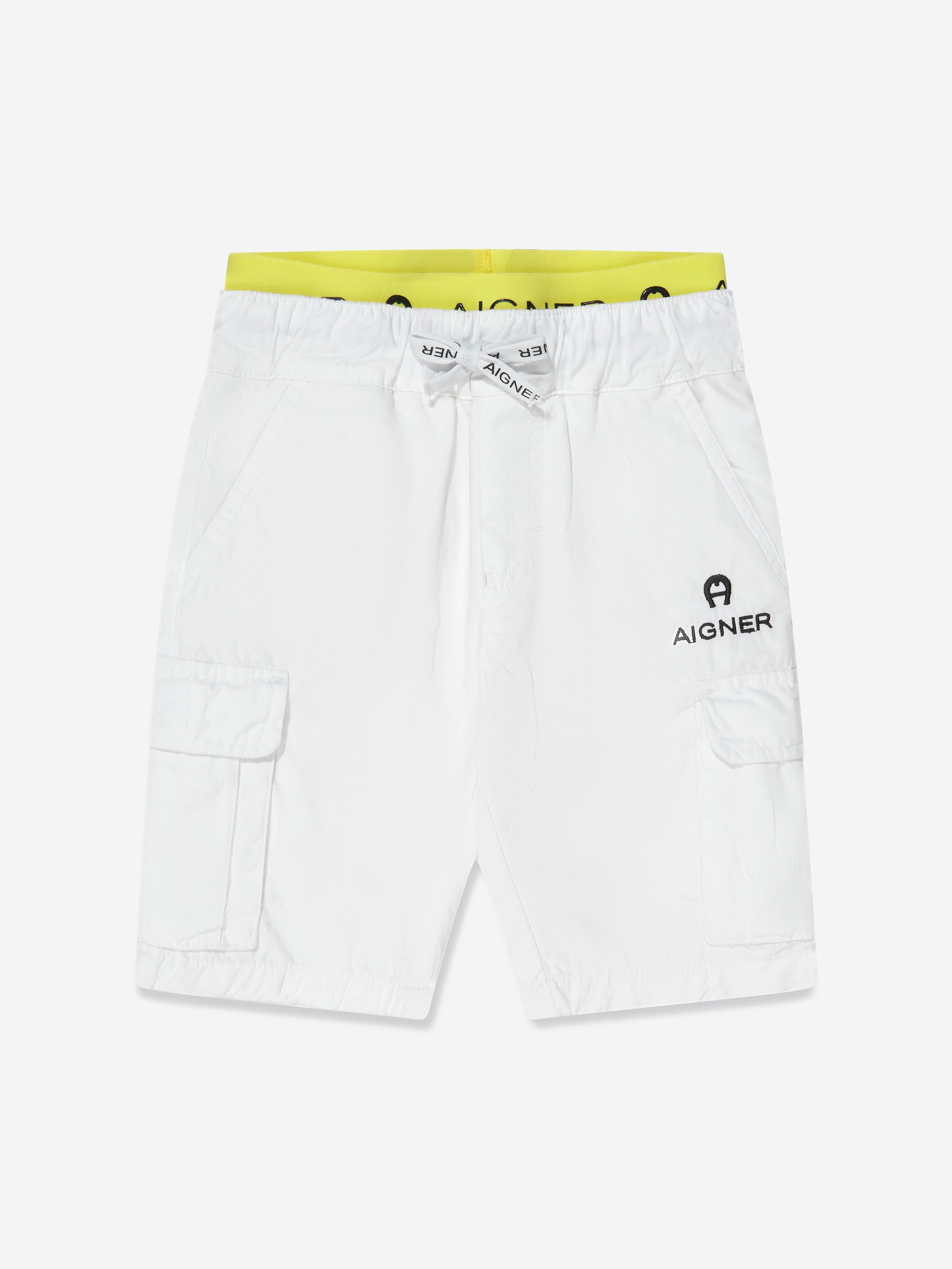 Aigner Boys Embroidered White Bermuda Shorts - Comfortable Casual Summer Shorts for Boys, Perfect for Beach, Vacation & Outdoor Activities
