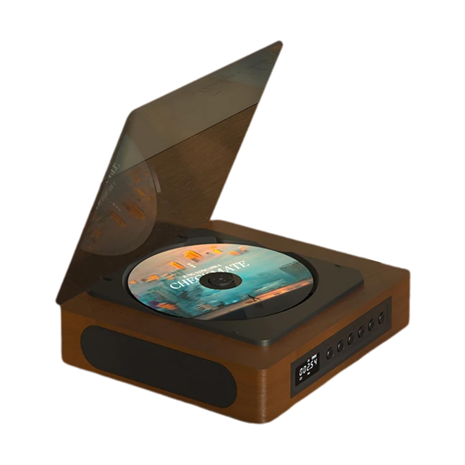 HMWOKPOT Retro Wooden Bluetooth CD Player with Built-in Speaker & Remote Control - Portable Rechargeable Walkman for Home, Office, and Outdoor Use