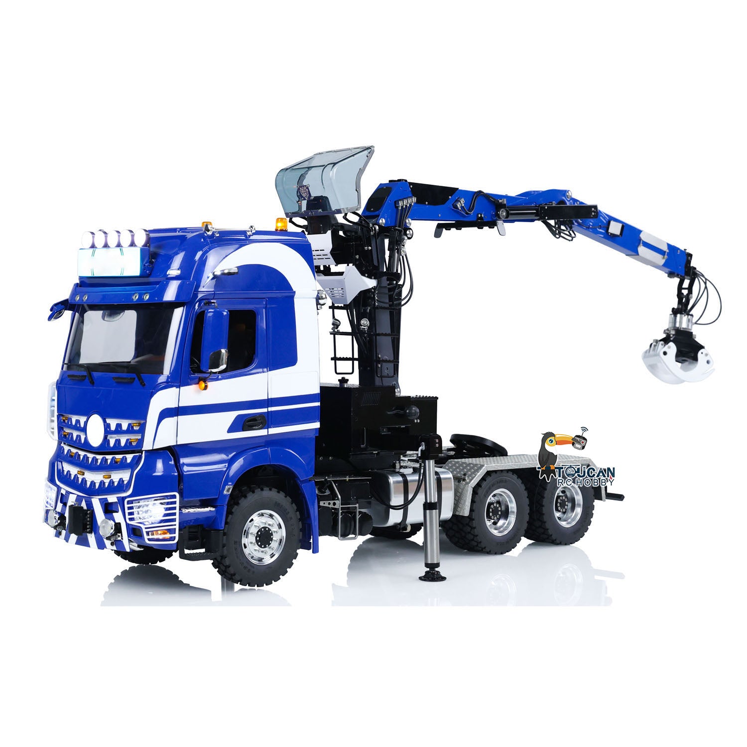 Unitru 1/14 Scale 6X6 RC Tractor Truck with Metal Chassis, Hydraulic Timber Crane & Smoke Effect - Remote Control Construction Vehicle for Adults & Kids - Perfect for Off-Road Play, Construction Site Simulation, and RC Hobby Enthusiasts