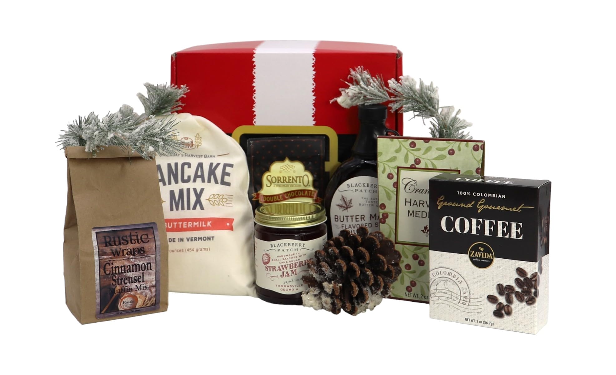 North Pole Nibbles Gift Box - Premium Assorted Baking Mixes, Dried Fruits, Gourmet Coffees, Artisan Jams & Syrups | Perfect Holiday Gift Basket for Christmas, Office Parties & Family Gatherings
