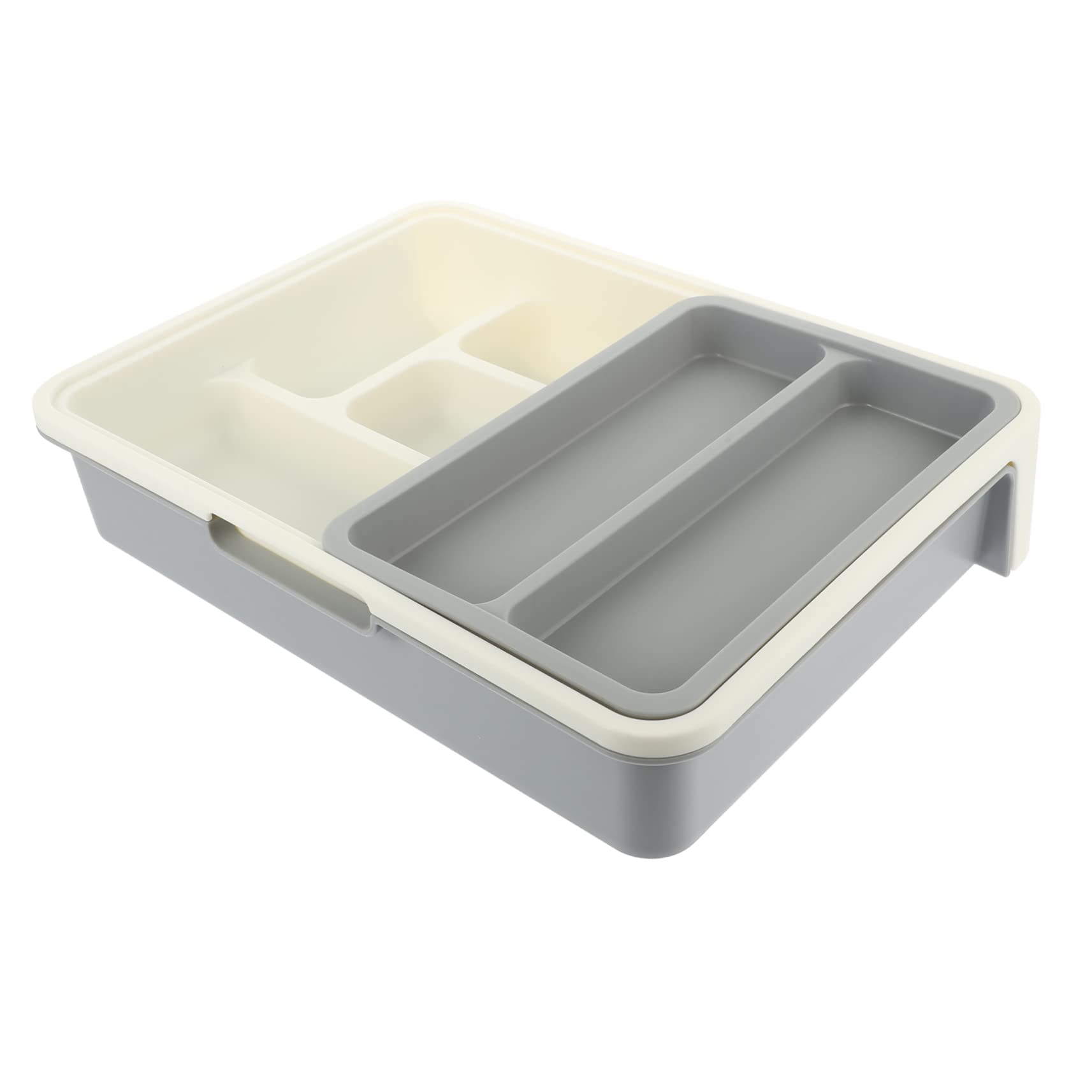 GOOHOCHY 1 Set Plastic Cutlery Organizer Box - Kitchen Utensil Drawer Storage Tray with Compartments for Forks, Spoons, Knives | Perfect for Home, Restaurant & Office Use