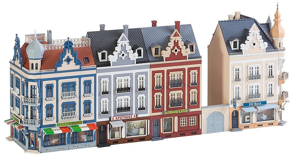 Faller 130701 HO Scale Row of Downtown Structures Building Kit - Perfect for Model Train Layouts & City Scenes