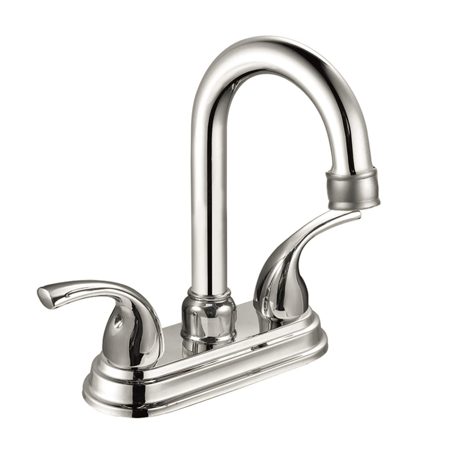 SOLVEX 2 Handle 4 Inch Centerset Bathroom Sink Faucet - Brushed Nickel Deck Mounted Lever Handle 3 Hole Bathroom Basin Faucet (SP-40101-2) for Modern Bathroom Vanity & Powder Room Renovation