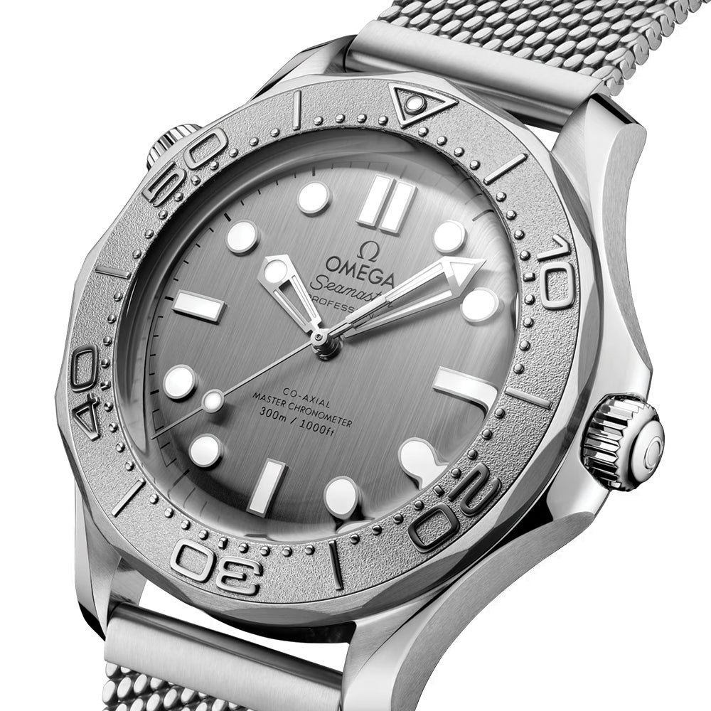 Seamaster Diver 300M Co-Axial Master Chronometer Men's Watch - 42mm Titanium Bezel, Grey Dial with Stainless Steel Bracelet - Perfect for Diving, Swimming & Luxury Everyday Wear