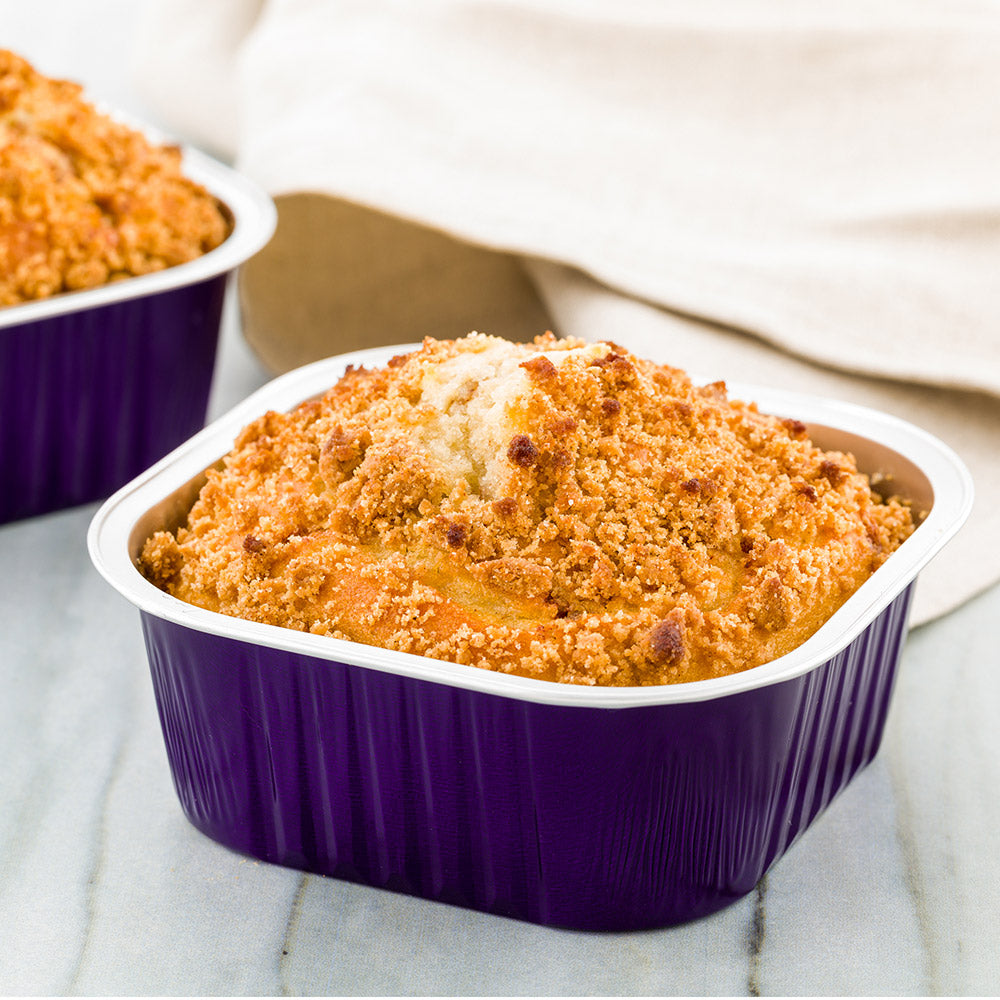 10 oz Square Purple Aluminum Baking Cups with Lids - 4.25