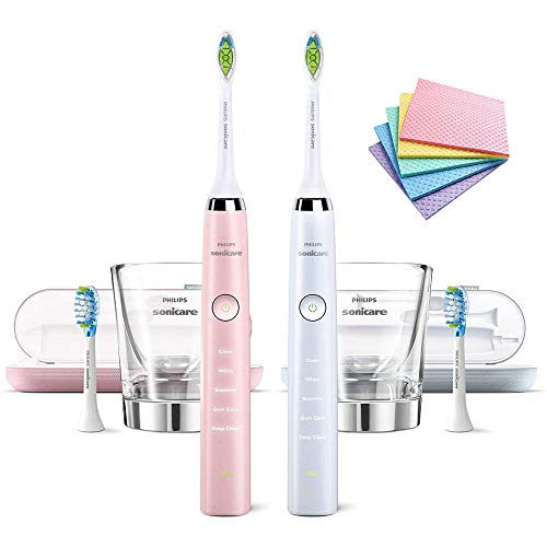 Philips Sonicare DiamondClean Electric Toothbrush - Rechargeable Power Toothbrush with Soft Bristles, 5 Cleaning Modes, Travel Case & Glass Charger (Pink/White) - Perfect for Family Oral Care & Holiday Gifts
