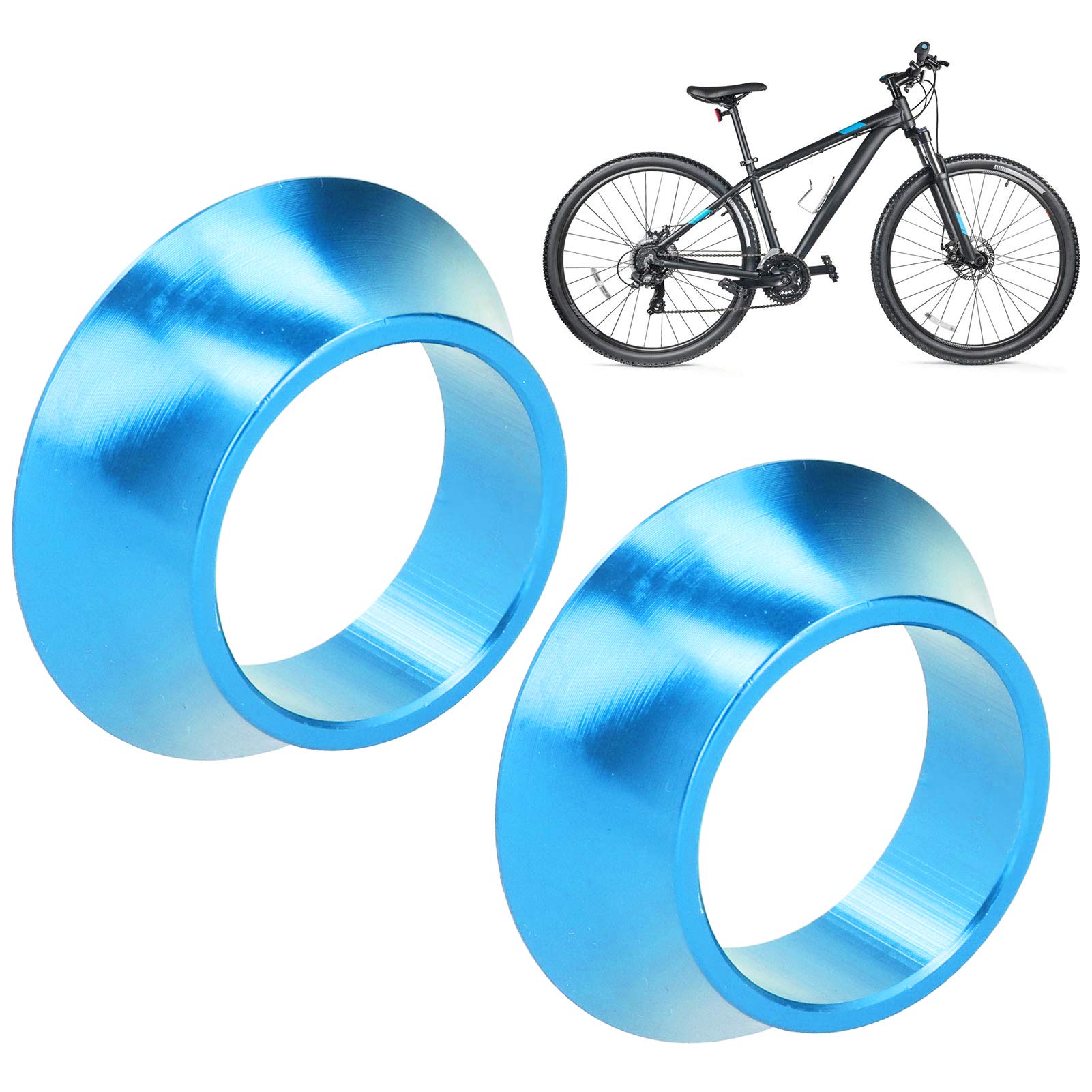 2Pcs CNC Aluminum Alloy Headset Spacer Washer Set - Conical Stem Spacers for Bicycle Front Fork (Blue) | Bike Repair & Maintenance Accessories | Perfect for MTB, Road & Hybrid Bikes