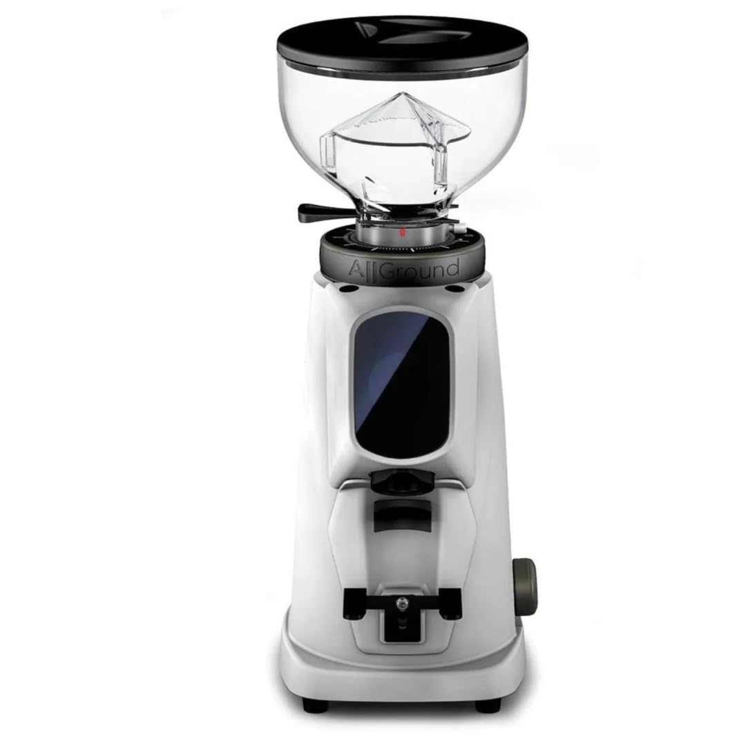 AllGround Sense Burr Coffee Grinder - 64mm Flat Dark T M340 Steel Burr, Precise Grind by Weight, Quiet Home Coffee Maker (White) - Perfect for Espresso, Pour Over & French Press Brewing