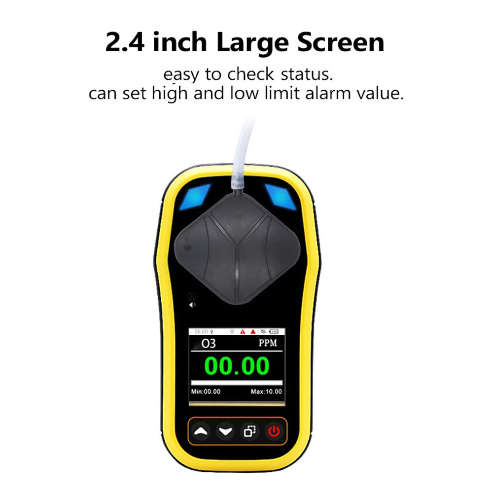 Portable Ozone Meter - O3 Gas Tester with Quick Sensing, Multiple Alarms & Rechargeable Battery | Handheld Ozone Detector for Air Quality Monitoring, Water Treatment & Industrial Safety | Data Recording & Concentration Analysis