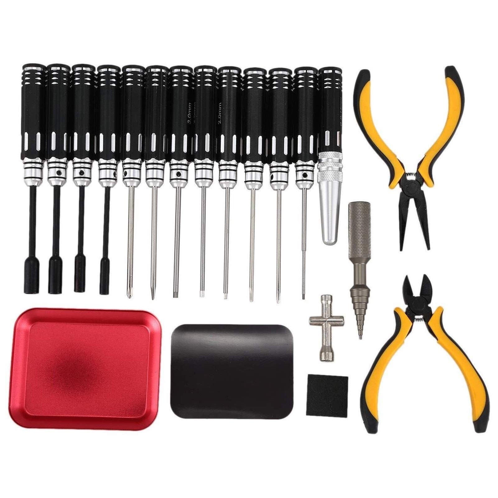 18 in 1 RC Repair Tool Kit with Screwdriver, Pliers & Hex Sockets - Professional RC Airplane & Car Model Toy Maintenance Set for DIY Enthusiasts and Hobbyists