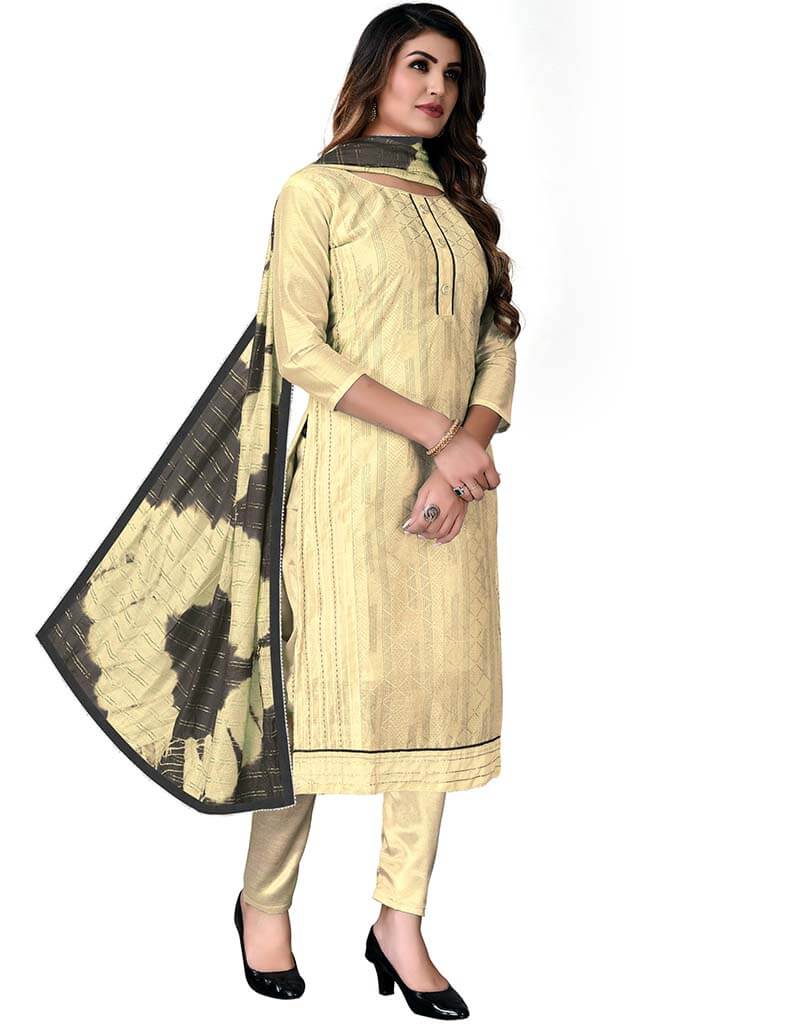 Beige Modal Chanderi Pant Salwar Suits for Women - Comfortable & Stylish Indian Ethnic Wear - Perfect for Festivals, Weddings & Special Occasions