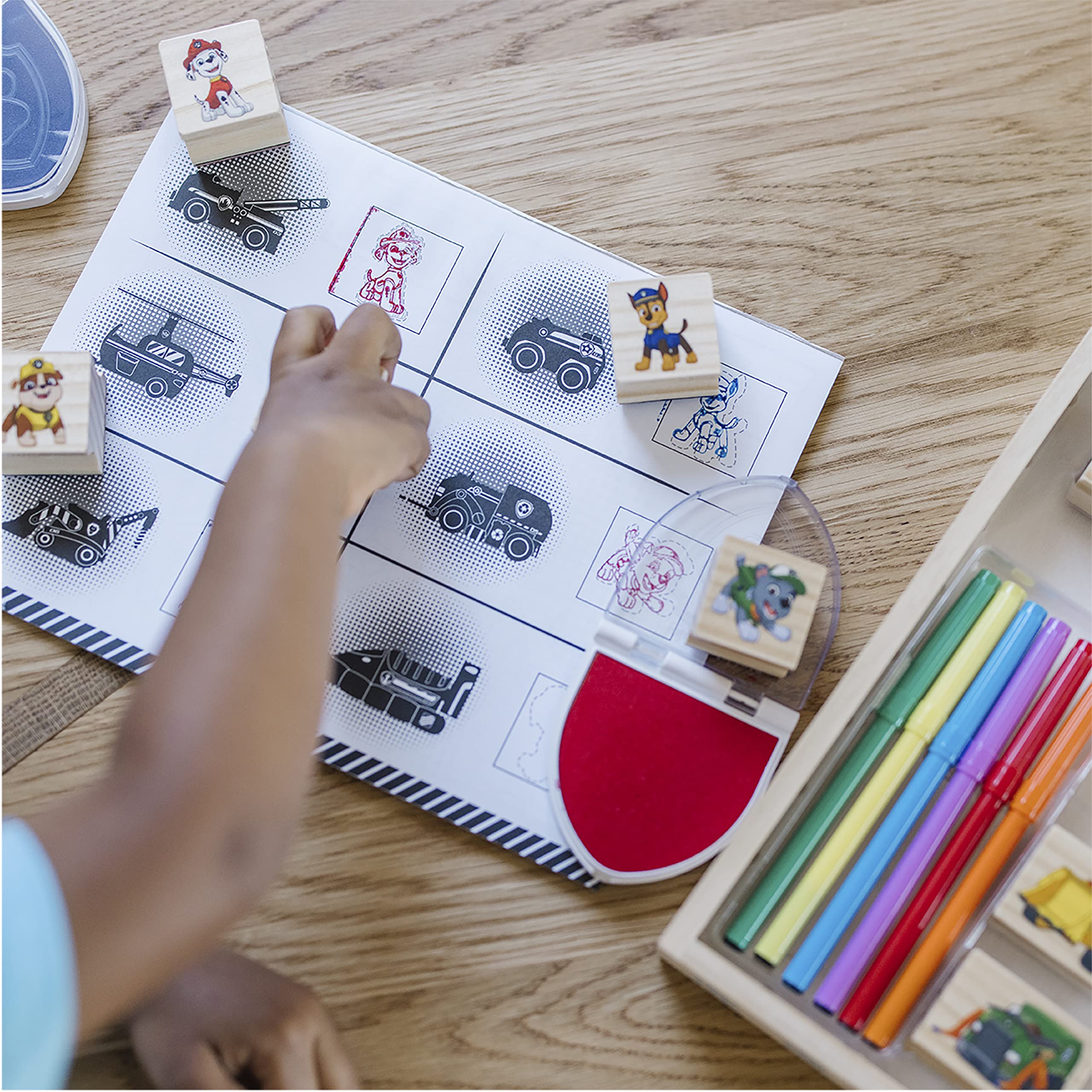 PAW Patrol Wooden Stamps Set with Markers - Kids Art Activity for Creative Play