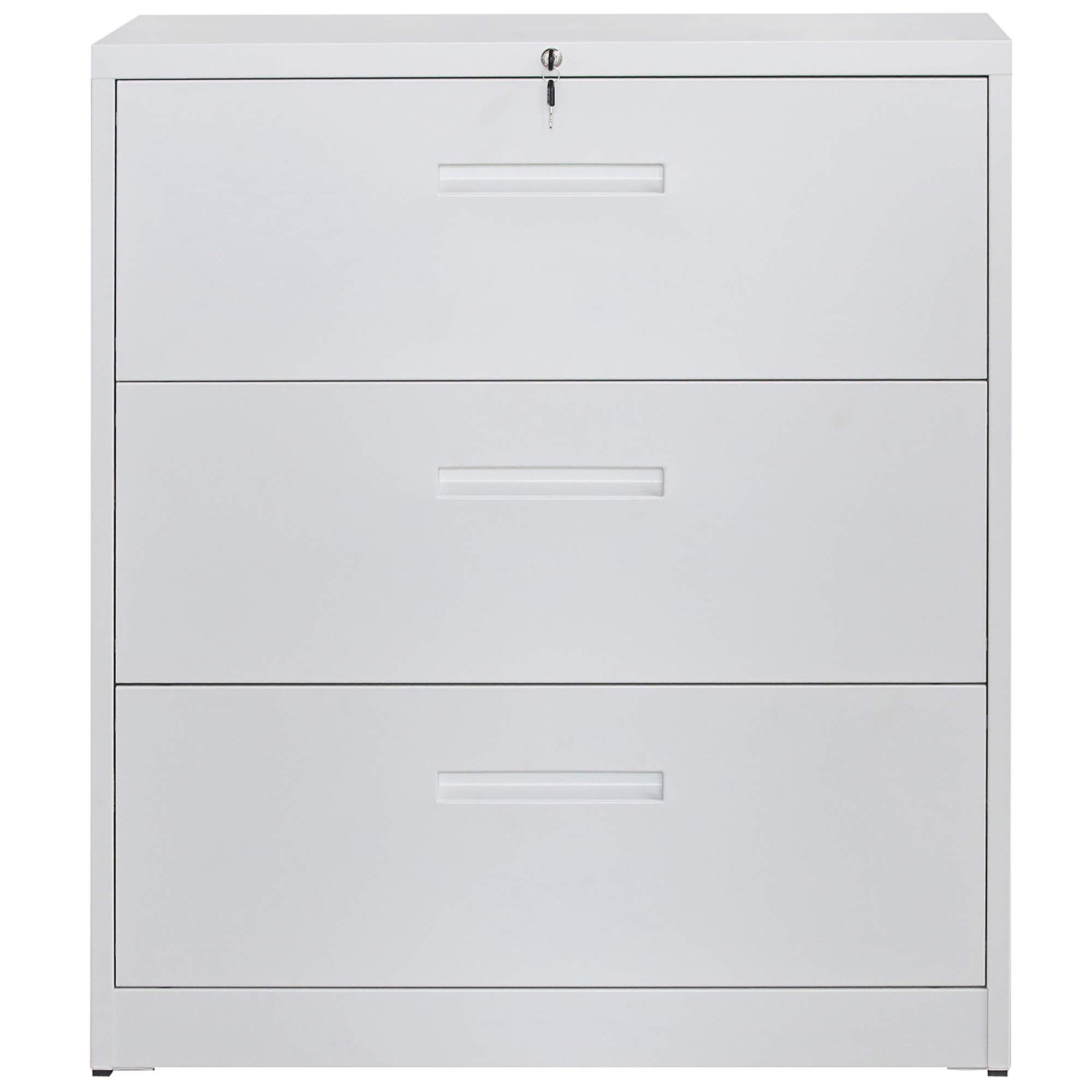 ModernLuxe 3-Drawer Locking Lateral File Cabinet - Secure Metal Storage for Home & Office Documents - Perfect for Organizing Files in Small Spaces & Shared Work Environments