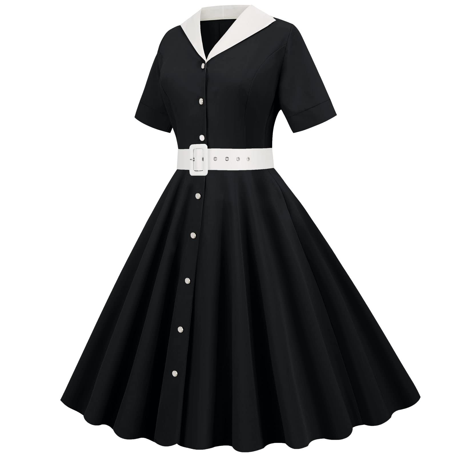 Women's Vintage A-Line Swing Tea Dress - Casual Short Sleeve Cocktail Party Dress for Summer | Perfect for Garden Parties, Brunch Dates & Beach Vacations