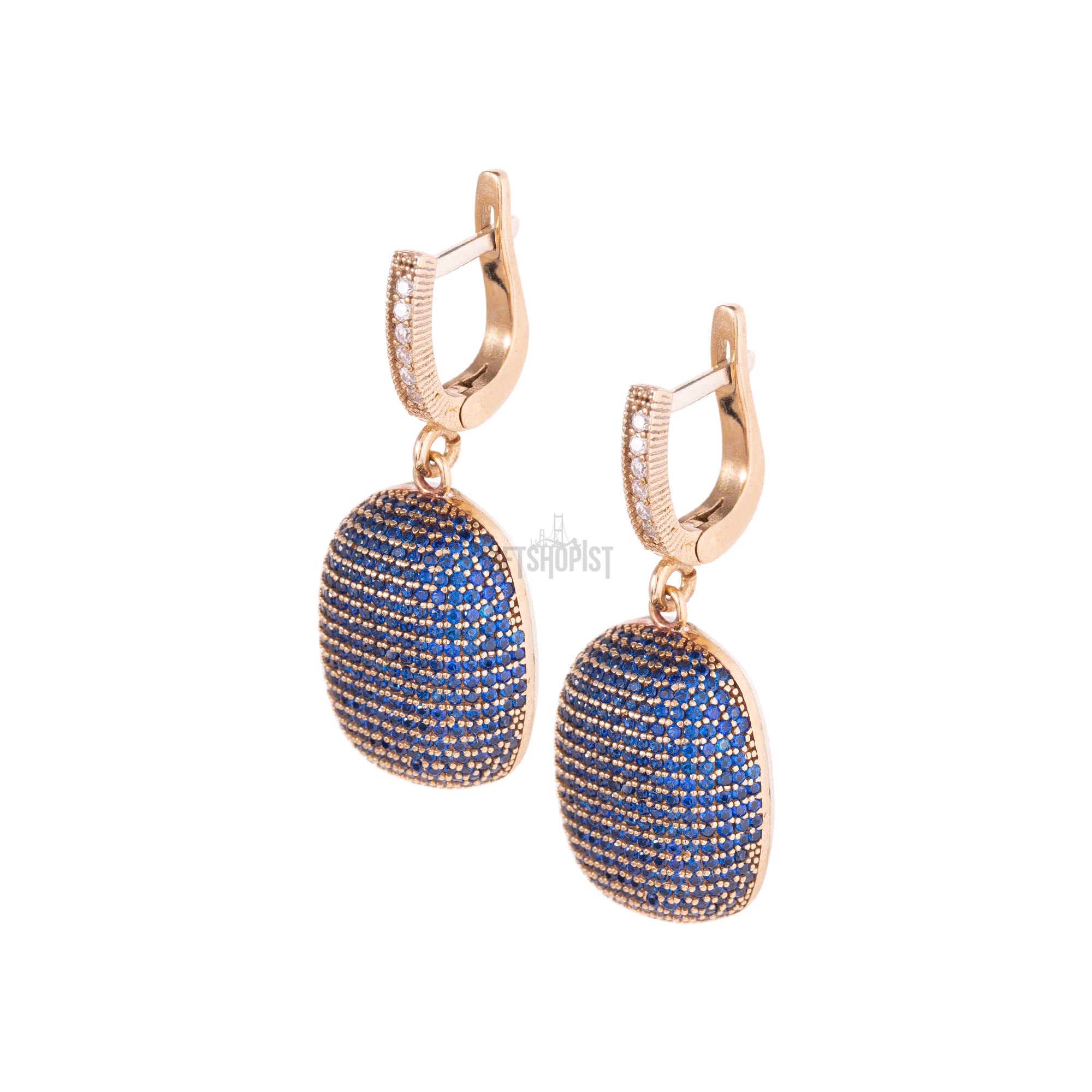 Exquisite Turkish Handmade 925 Sterling Silver Dangle Earrings with Round Cut Sapphire Zircon Stones | Elegant Drop Earrings for Women | Perfect for Weddings, Parties & Special Occasions