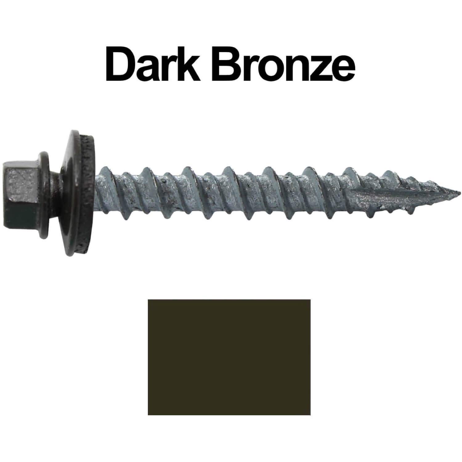250 Pack Dark Bronze Hex Head Metal Roofing Screws 10 x 1-1/2