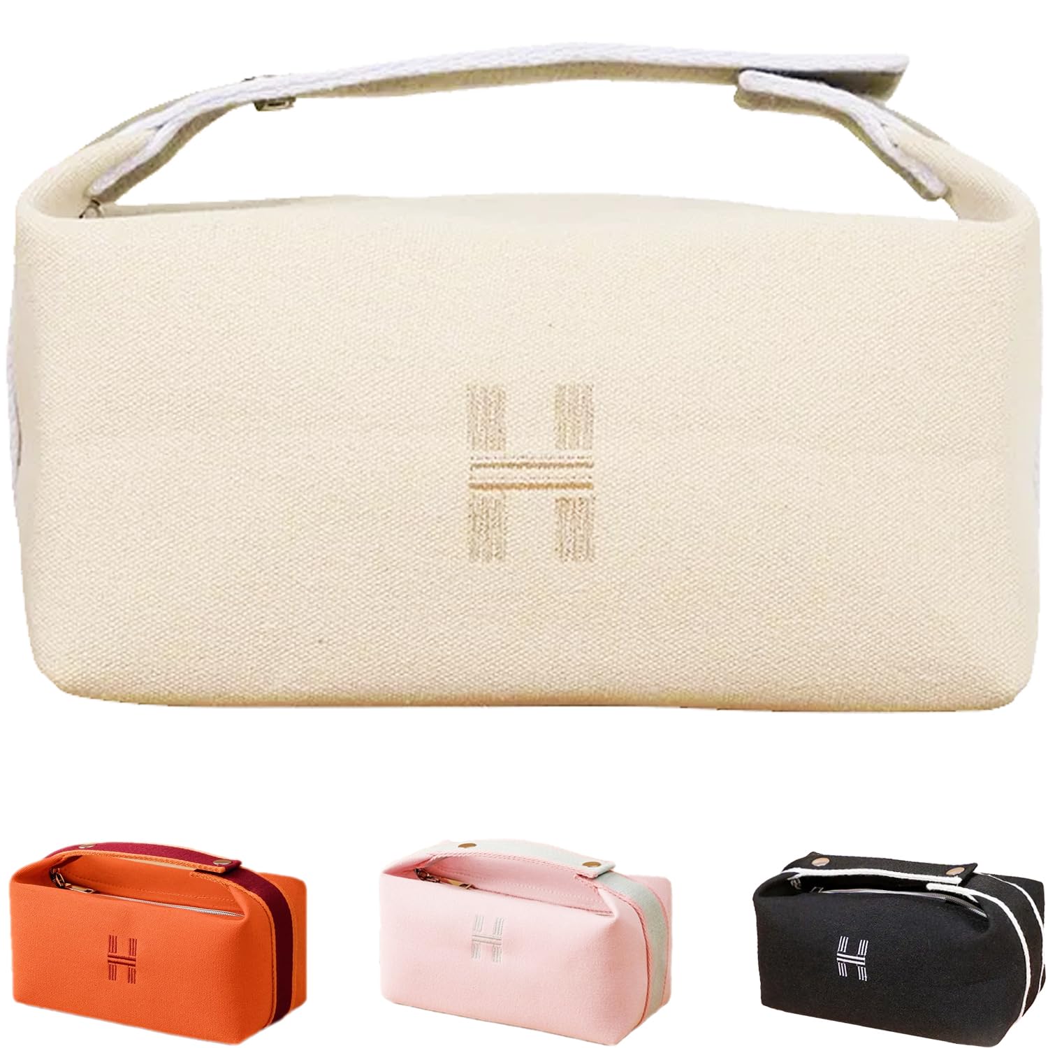 Waterproof Canvas Travel Makeup Bag for Women - Large Cosmetic Organizer Case with Skincare Pouch, Perfect for Toiletries & Brushes | Ideal for Vacation, Gym, and Daily Beauty Essentials