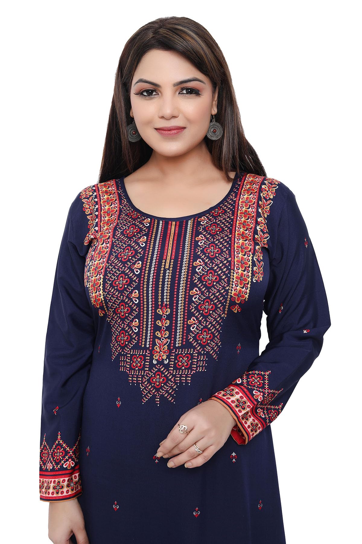 Maple Clothing Women's Printed Long Sleeve Kaftan Abaya Dress - Elegant Islamic Modest Wear for Prayer, Home & Special Occasions