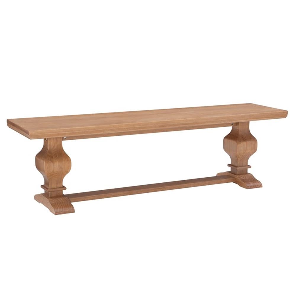 Linon Larson Solid Pine Wood Double Pedestal Bench - Rustic Honey Brown Finish | Durable Entryway, Bedroom, or Dining Room Seating Bench