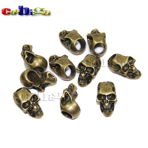 Antique Brass Skull Beads for Paracord Bracelets & DIY Crafts - Outdoor Camping Accessories