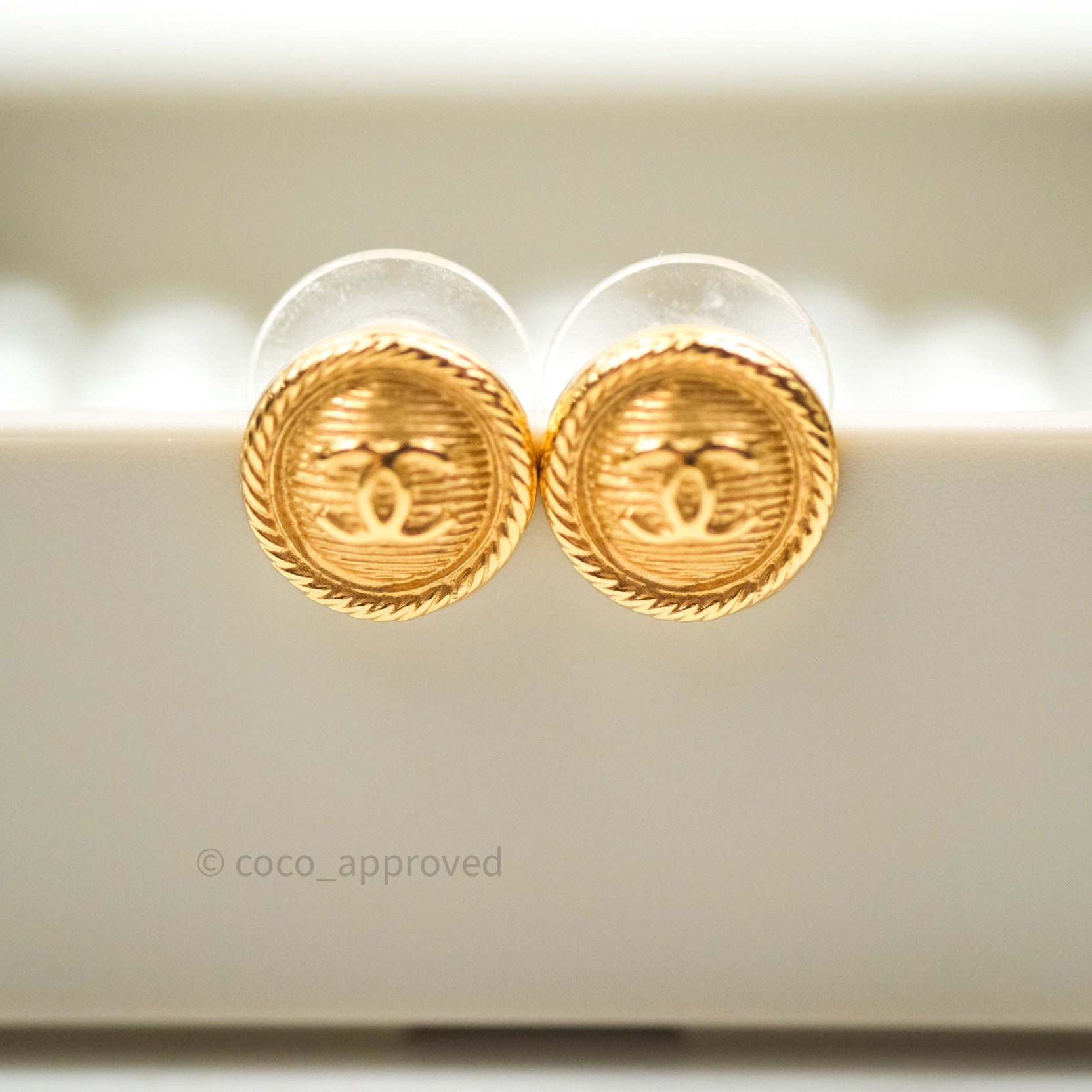 Chanel CC Logo Stud Earrings in Gold Tone - 18A Collection - Perfect for Parties, Weddings & Everyday Elegance