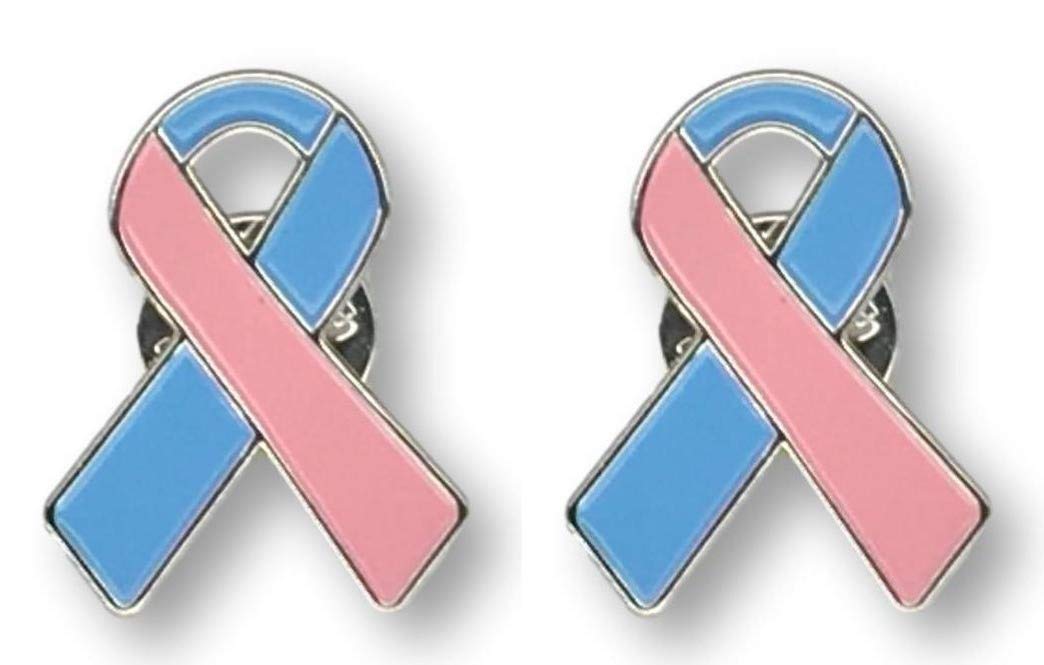 2 Pack Pink & Blue Awareness Ribbon Pins - High-Quality Enamel Clutch Back Pins for Birth Defects, Infant Loss, Pregnancy & Miscarriage Support - Perfect for Fundraisers, Memorial Events & Showing Solidarity