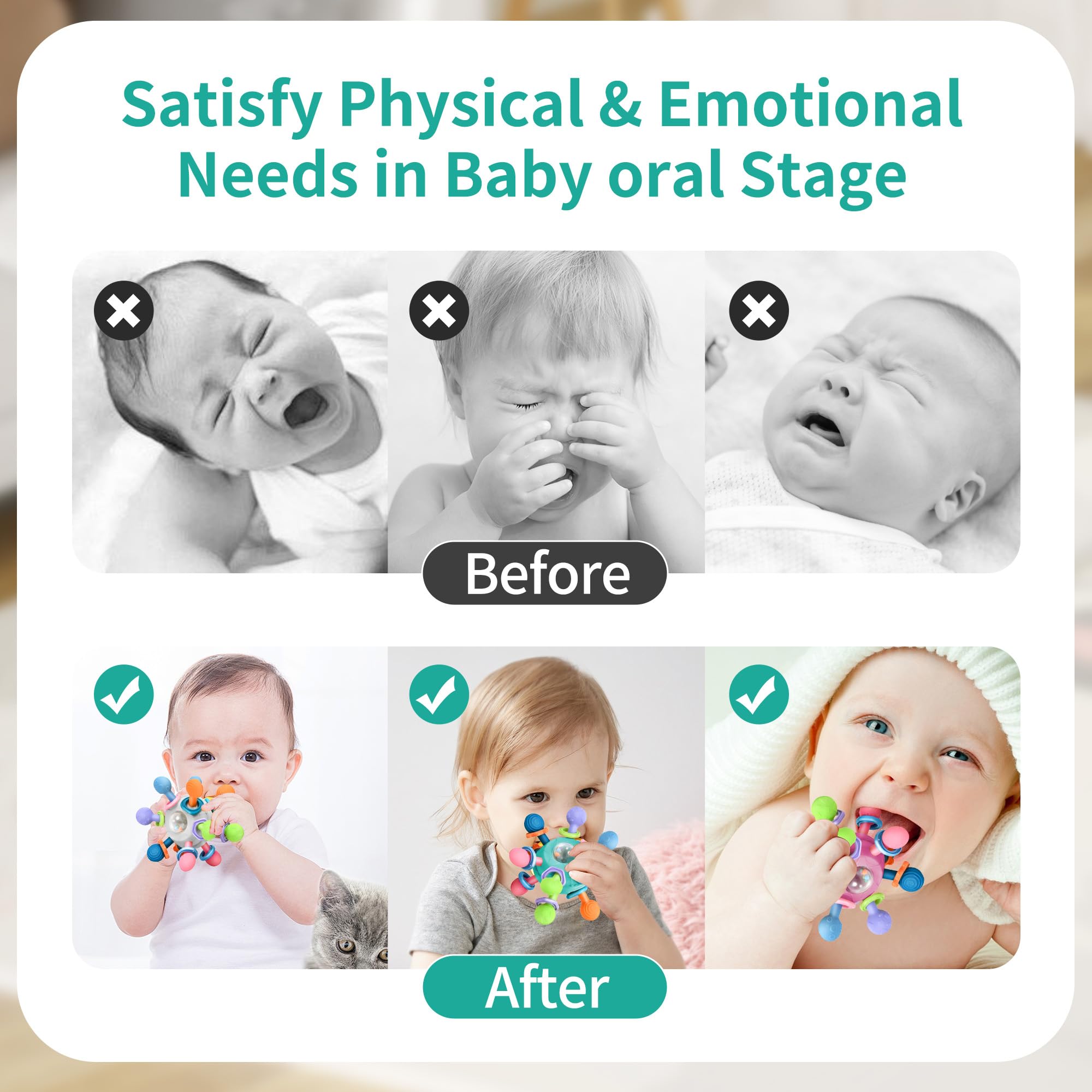 Montessori Baby Teething Toys for 0-12 Months - BPA Free Sensory Chew Toys for Infants & Toddlers (0-18 Months) - Developmental Learning Rattle Toys - Perfect Baby Shower Gift for Boys & Girls - Ideal for Soothing Gums, Sensory Play & Early Education