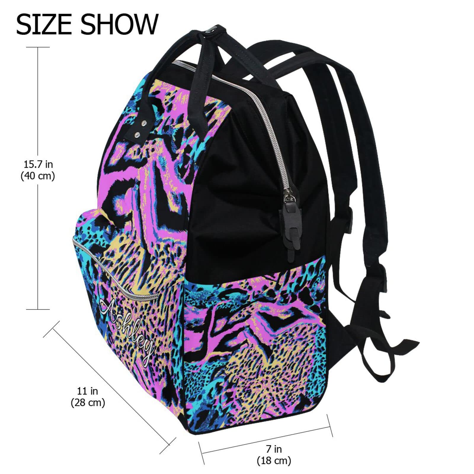 MCHIVER Personalized Leopard Print Diaper Backpack - Custom Name Mommy Baby Bag, Large Waterproof Nursing & Travel Backpack for Moms - Perfect for Daycare, Hospital Visits & Family Outings